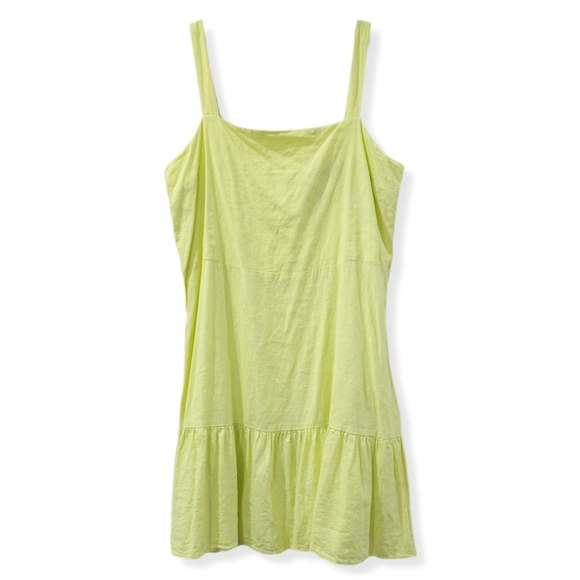 NEW YORK & COMPANY Linen Blend Strappy Lemon Yellow Mini Dress, Size XL - Picture 1 of 12
